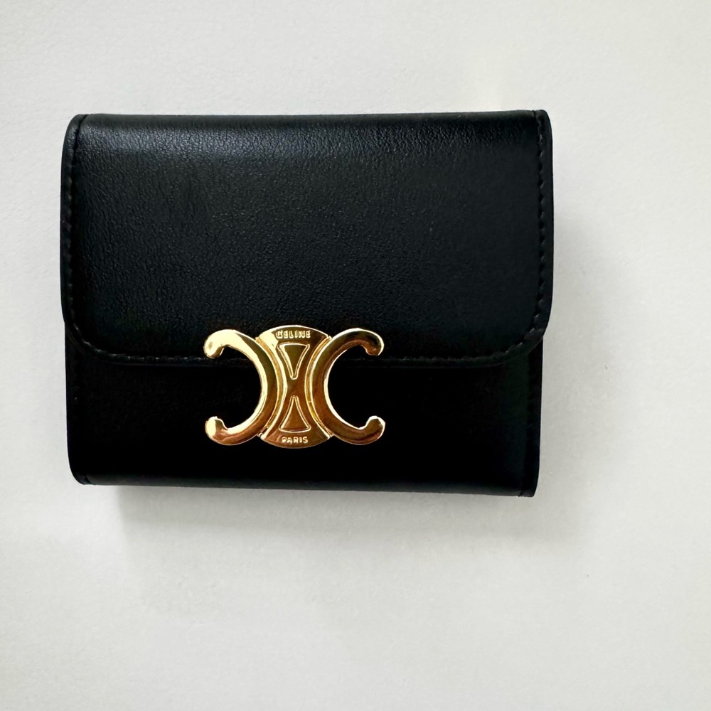 Celine Black Wallet with Gold Accent